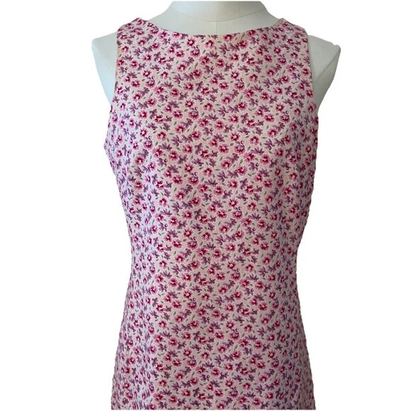 Vintage Victoria Holley Sleeveless Sheath Dress Size 8P Pink Floral Cottagecore - Picture 2 of 10